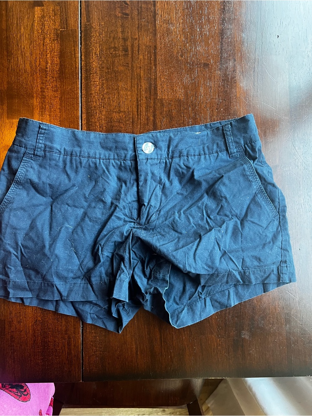 Lauren James Navy Blue Cotton Blend Jean Shorts